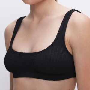 Good American Black Textured Bikini Top Size L/XL